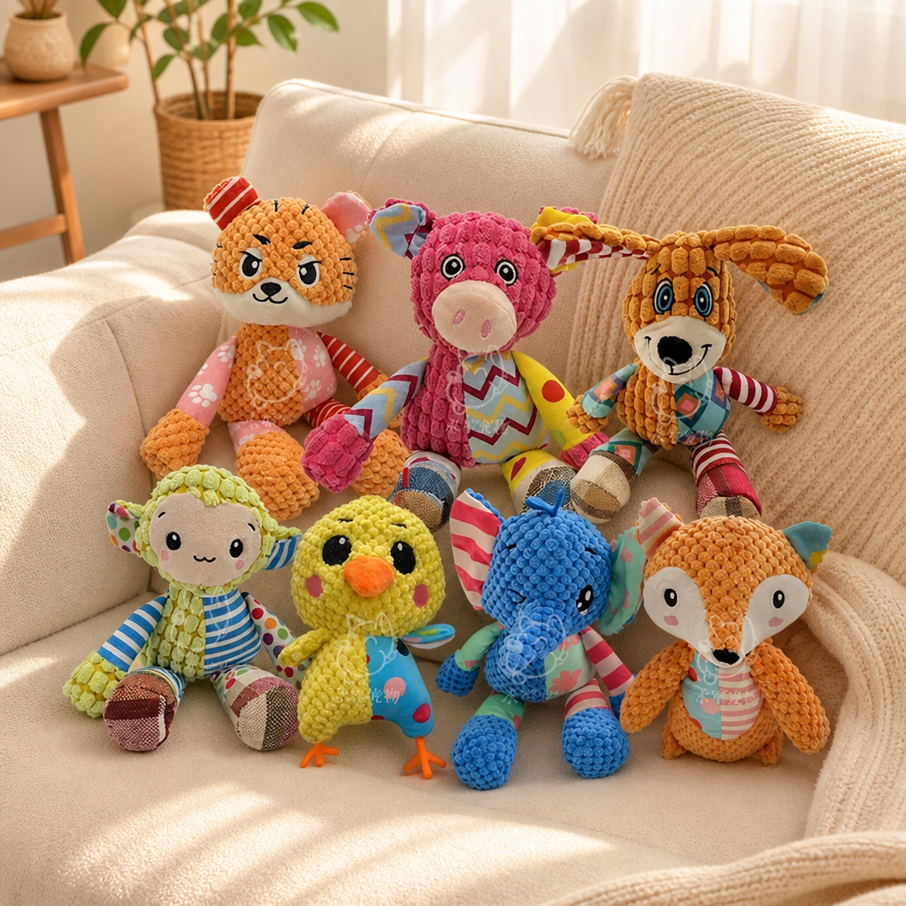 Crinkle & Squeak Animal Plush Toy - Multi-Sensory Fun