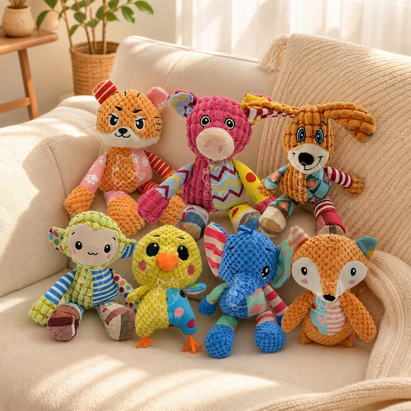 Crinkle & Squeak Animal Plush Toy - Multi-Sensory Fun