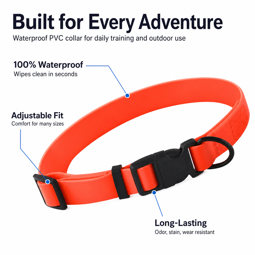 Waterproof PVC Dog Collar - Odor-Free & Adjustable