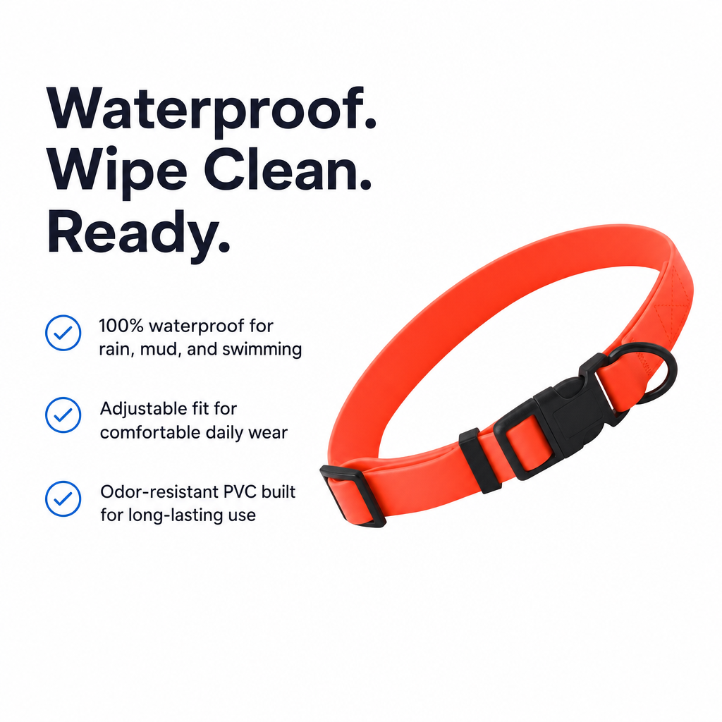Waterproof PVC Dog Collar - Odor-Free & Adjustable