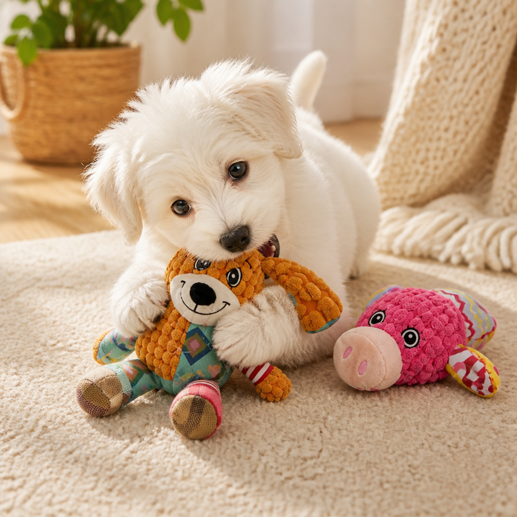 Crinkle & Squeak Animal Plush Toy - Multi-Sensory Fun