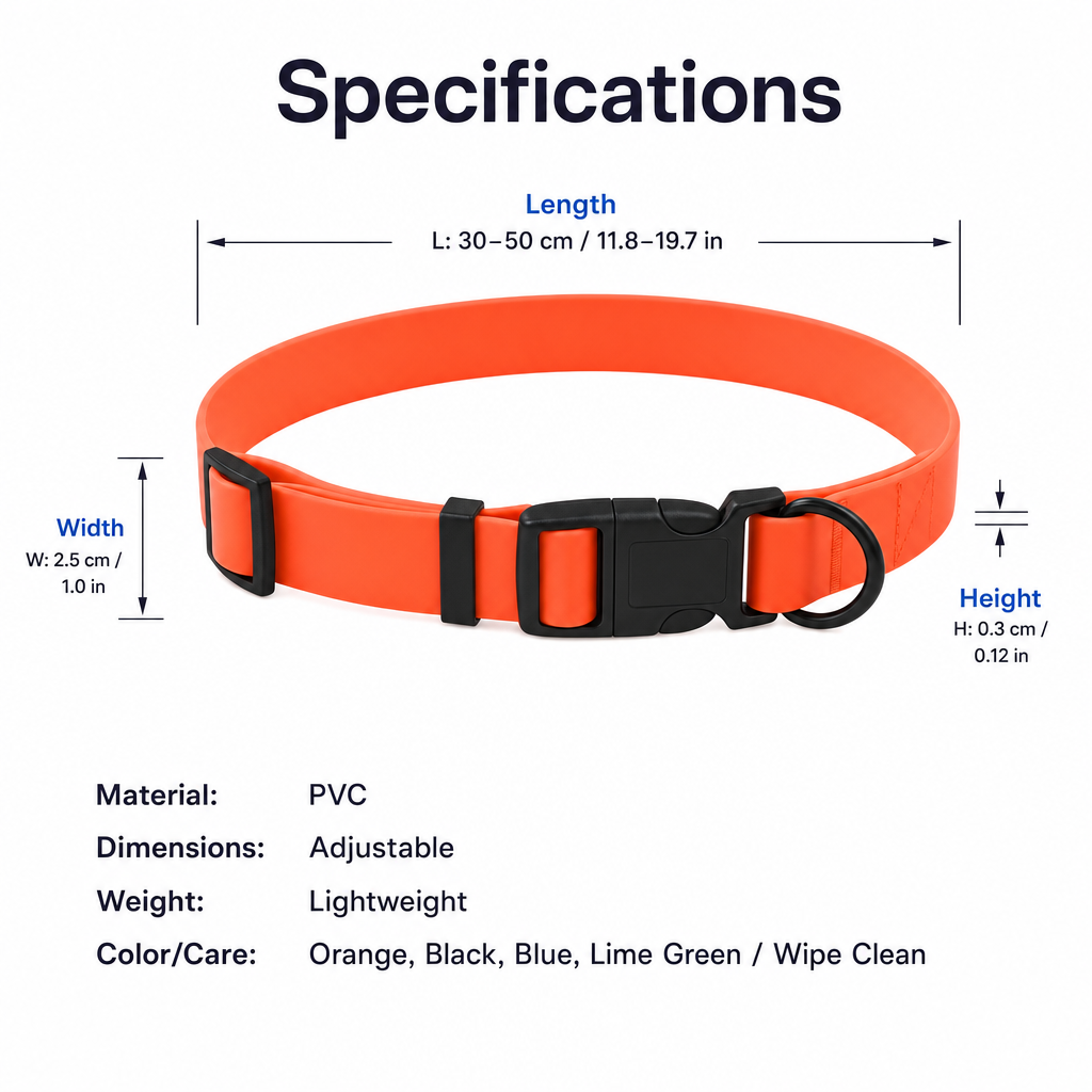 Waterproof PVC Dog Collar - Odor-Free & Adjustable