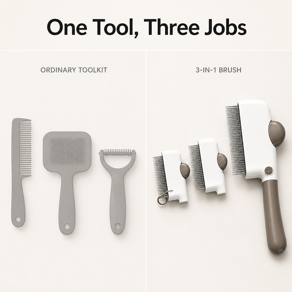 3-in-1 Pet Detangling Brush - Professional Grooming